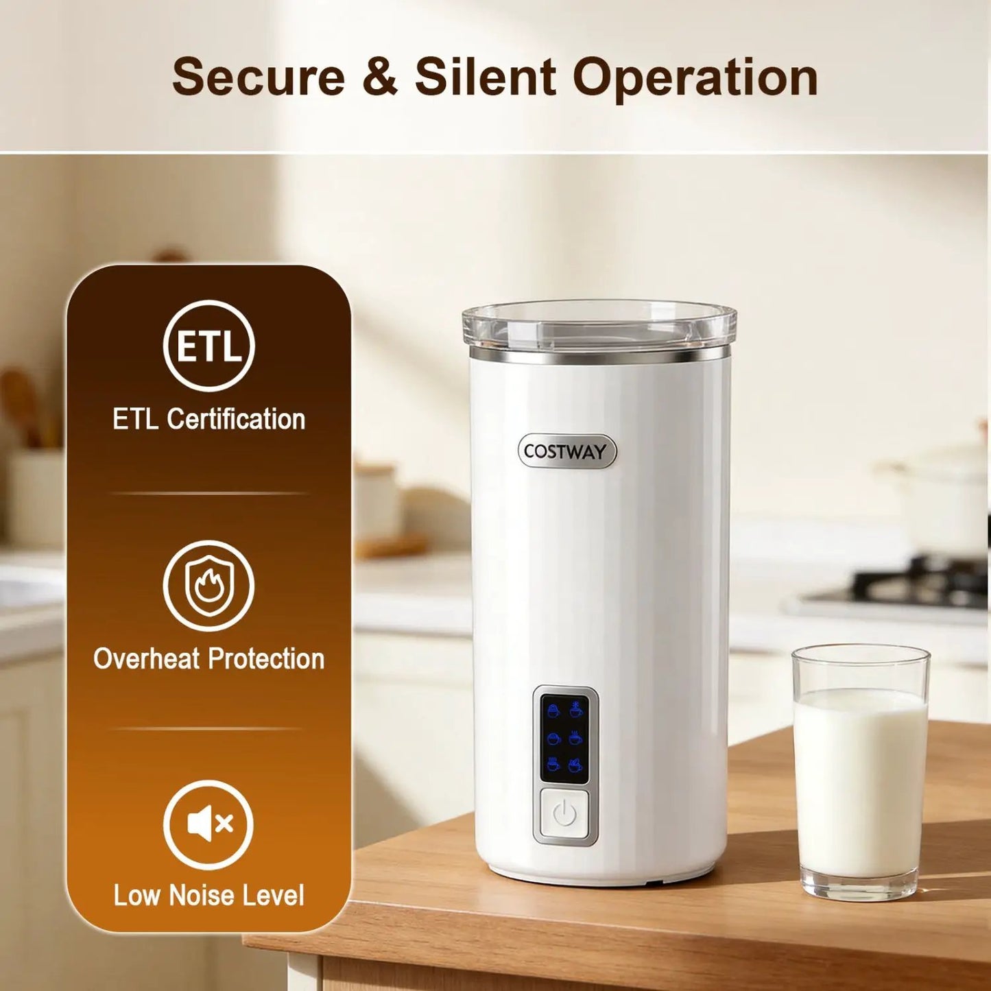 Electric Milk Frother and Steamer 6-in-1