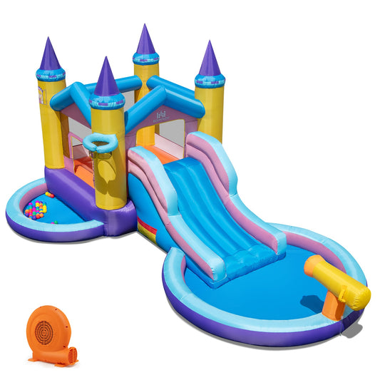 6-in-1 Inflatable Kids Water Park with 678W Blower - Tampa Home & Garden Store