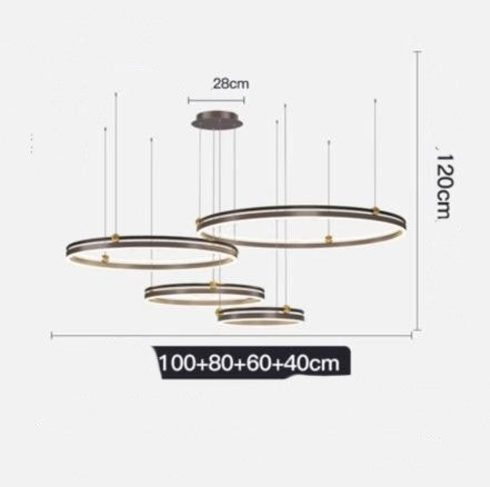 Brushed aluminum chandelier with four rings, Decorbites living room pendant light on Tampa Home & Garden Store