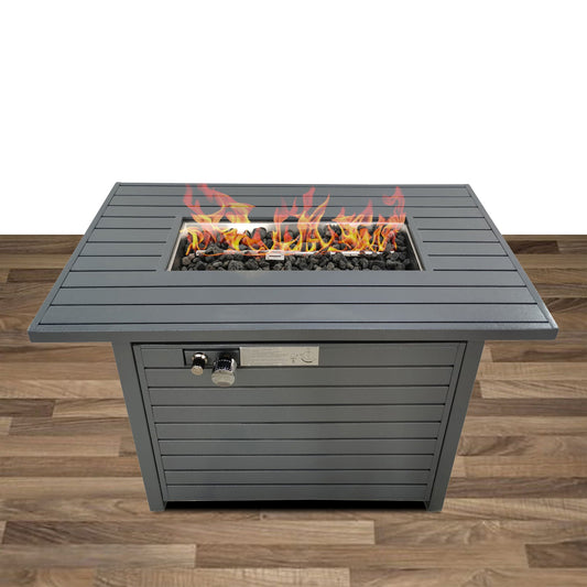 Propane Outdoor Fire Pit Table With a Gray Lid