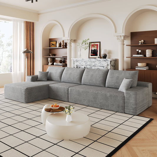 135-inch Cloud Sectional Sofa with L-shaped Chaise in gray fabric by HouseOfZazla on Tampa Home & Garden Store