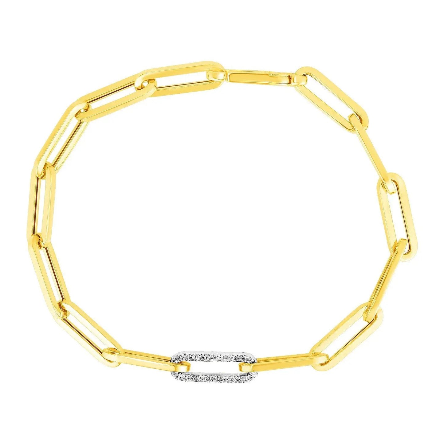 14k gold paperclip bracelet with diamond pavé link, Bids.com on Tampa Home & Garden Store