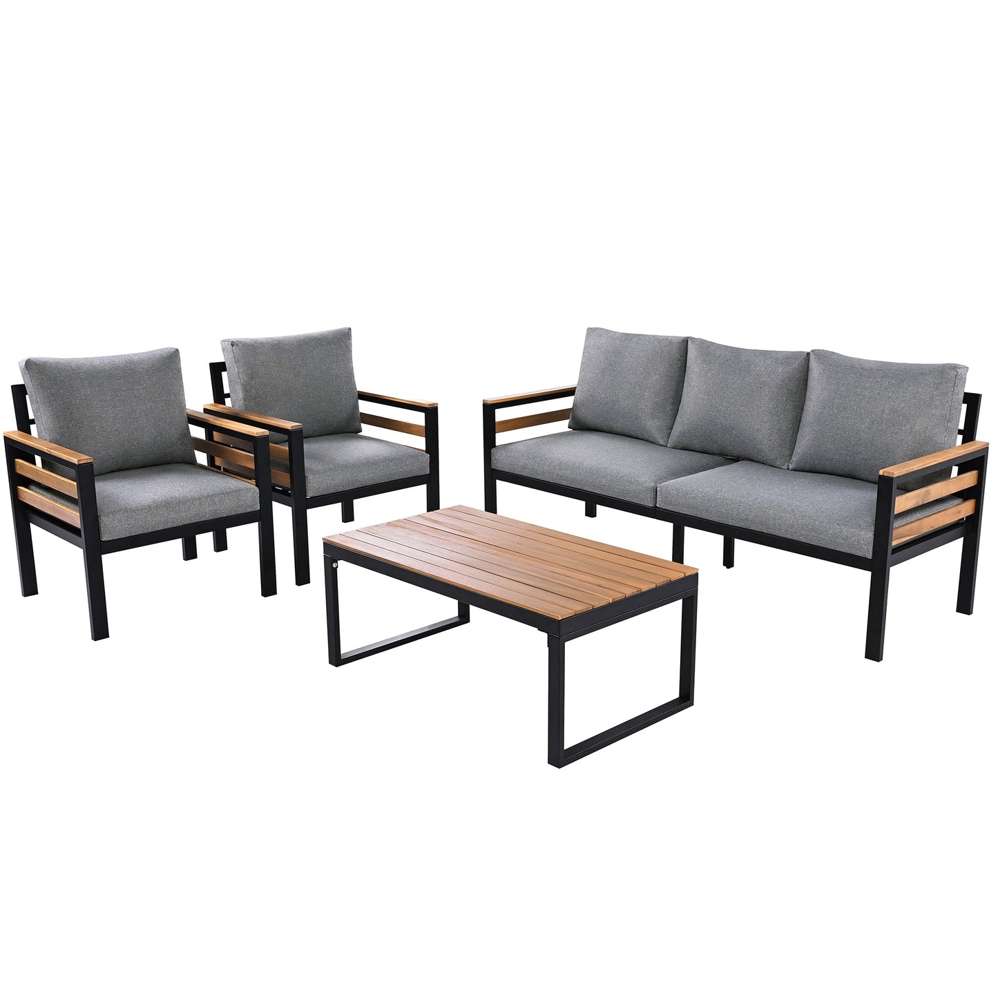 GO 4-Piece Outdoor Patio Set with 2 chairs, 1 sofa, and coffee table; black metal frame on Tampa Home & Garden Store