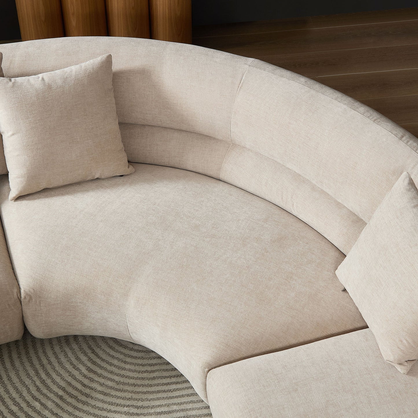 Modular Curved Sectional Sofa and Three Pieces