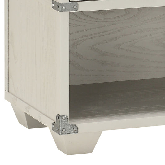 Orchest Gray Nightstand accent chest with gray wood-grain drawer front and white frame on Tampa Home & Garden Store