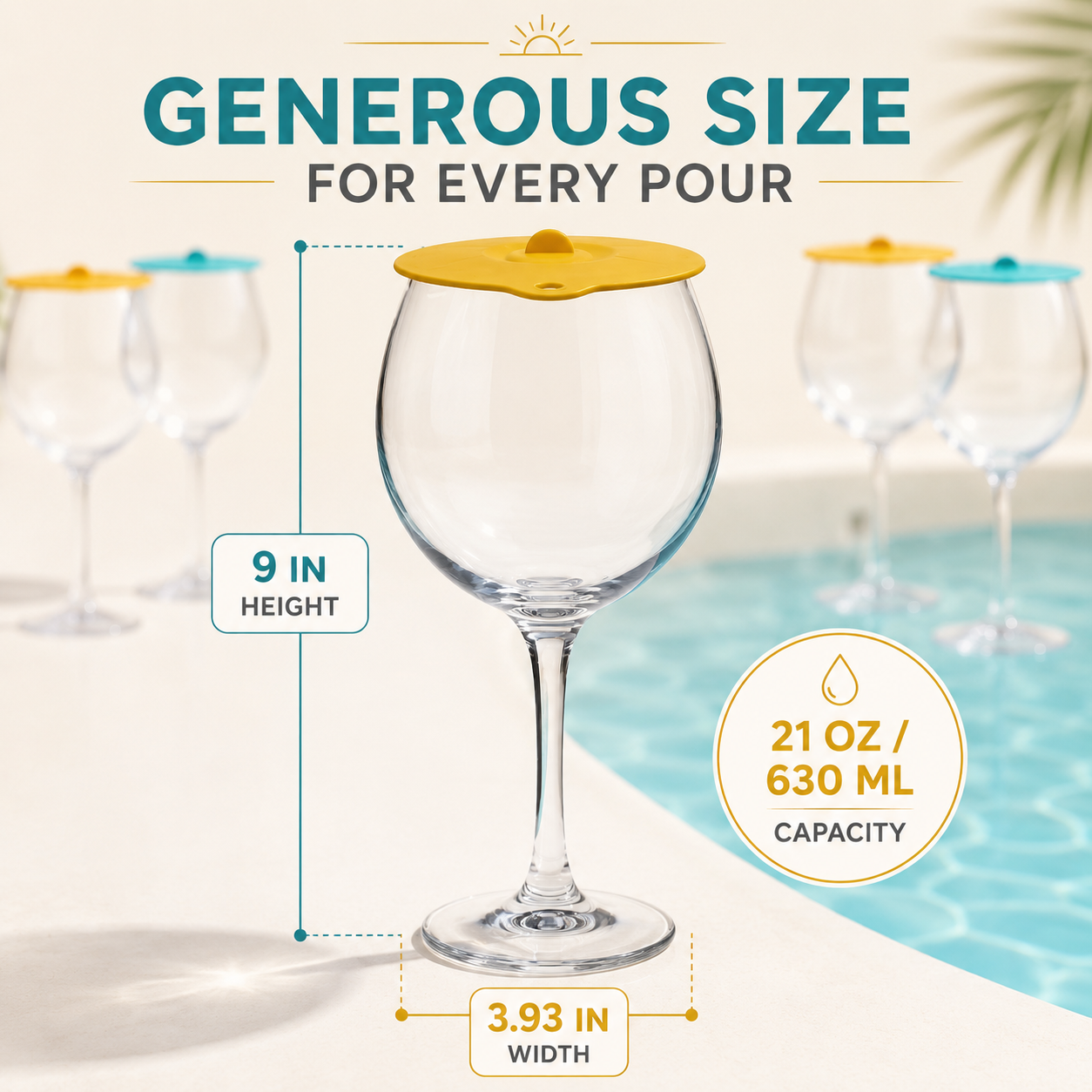 Floating Wine Glasses for Pool Set of 4 with Lids