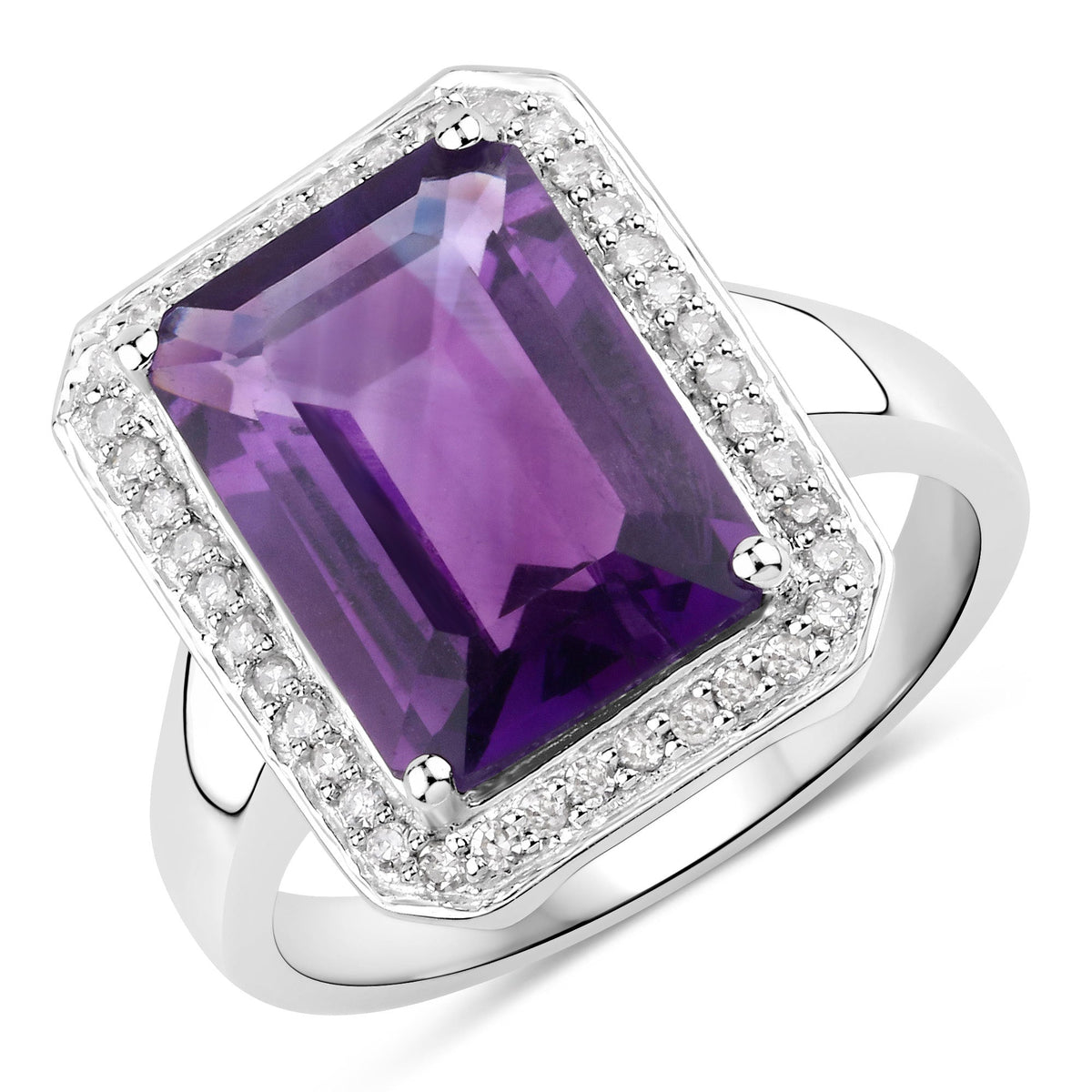 Ring 5.33ct purple amethyst with white diamond halo in .925 silver by Bids.com on Tampa Home & Garden Store
