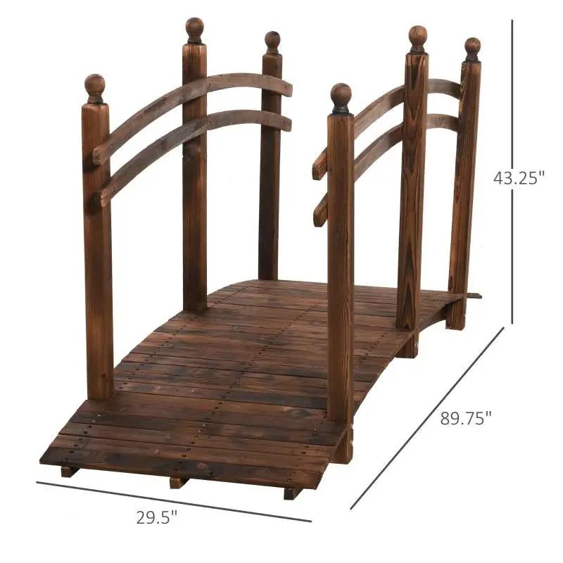 7.5 ft wooden garden bridge with hand rails, carbonized finish by HomePacific on Tampa Home & Garden Store