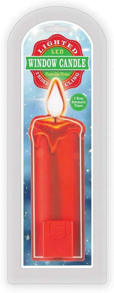7.5 inch LED candle window cling red by The Country Christmas Loft for holiday lighting decor on Tampa Home & Garden Store