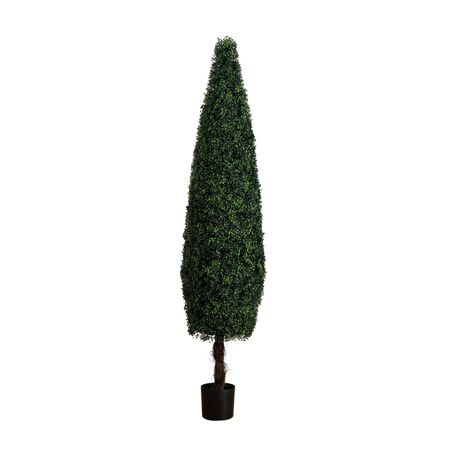Boxwood Topiary Cone Tree, 7 ft tall, UV-resistant, Nearly Natural artificial tree in pot on Tampa Home & Garden Store