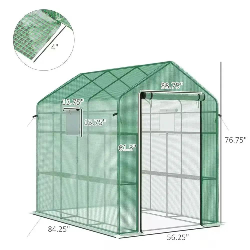 HomePacific 7 ft x 4.7 ft outdoor greenhouse kit with steel frame and green PE cover walk-in door on Tampa Home & Garden Store