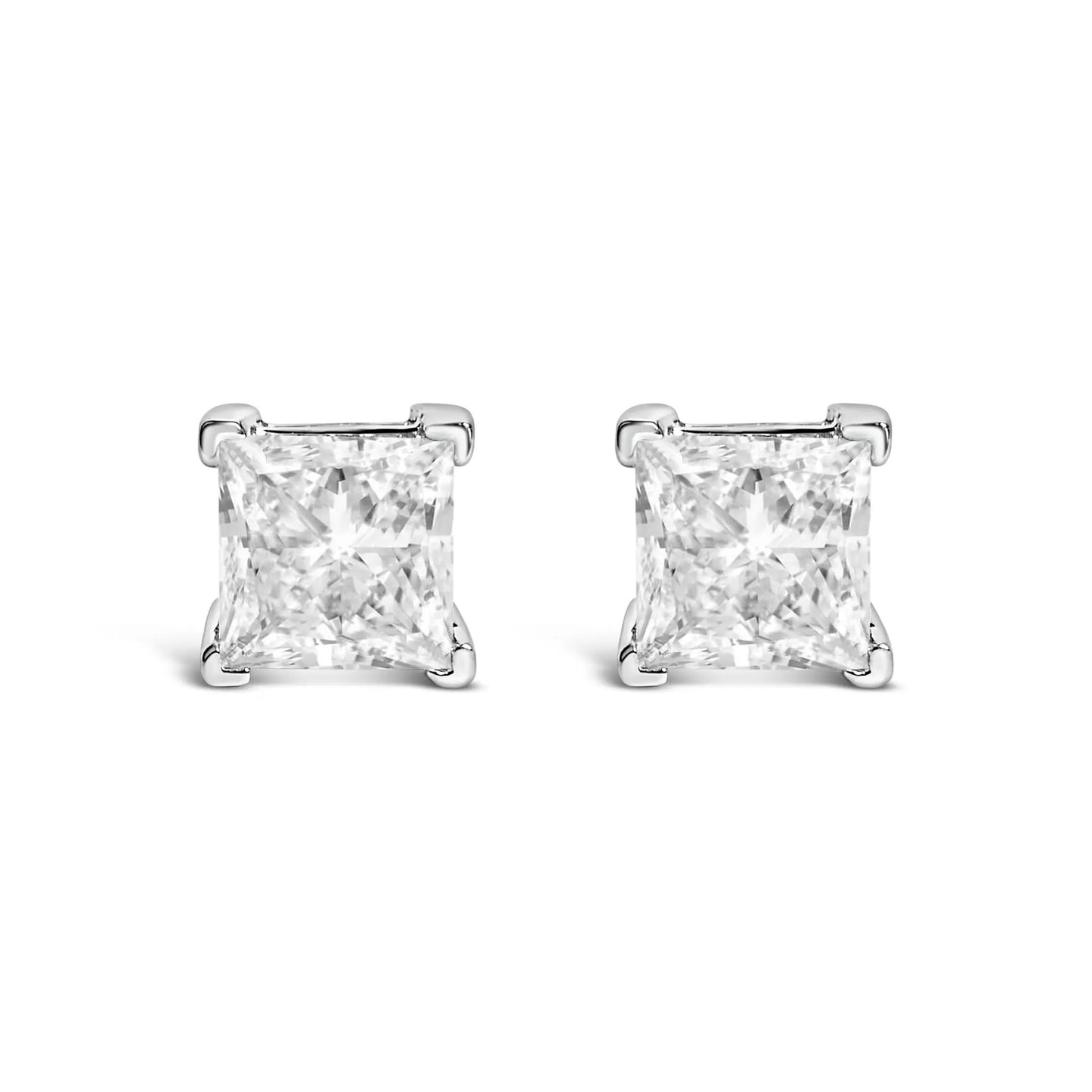 Two 14K white gold princess-cut lab-grown diamond stud earrings, 1.0 cttw by Bids.com on Tampa Home & Garden Store