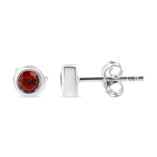 Pair of .925 sterling silver bezel-set 3.5mm red ruby stud earrings by Bids.com on Tampa Home & Garden Store