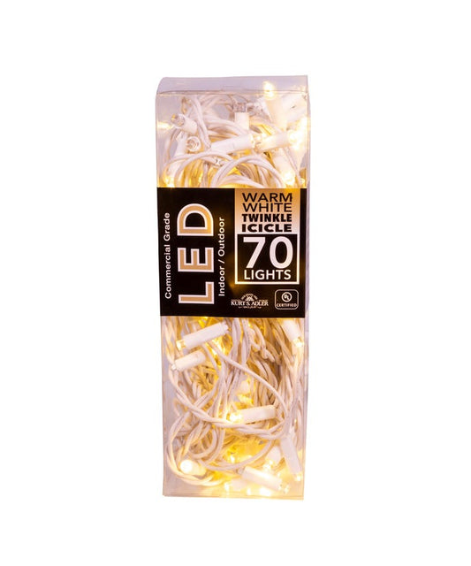 70-Light Warm White Soft Twinkle White Wire LED Icicle Light Set - Tampa Home & Garden Store