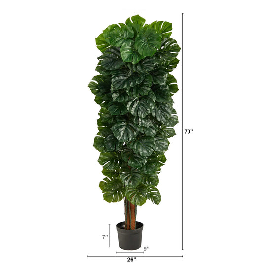 Monstera Artificial Tree, Nearly Natural, 70-inch tall indoor/outdoor with lush split-leaf foliage on Tampa Home & Garden Store