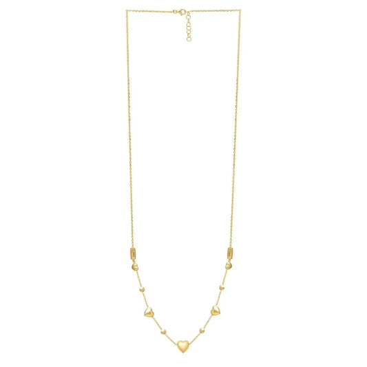 14k yellow gold puff heart adjustable necklace with bead accents and heart pendant by Bids on Tampa Home & Garden Store