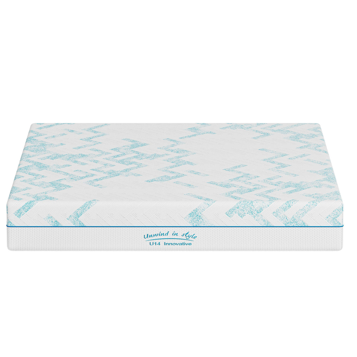8-Inch RV Latex Memory Foam Mattress by HouseOfZazla white with blue chevron pattern on Tampa Home & Garden Store