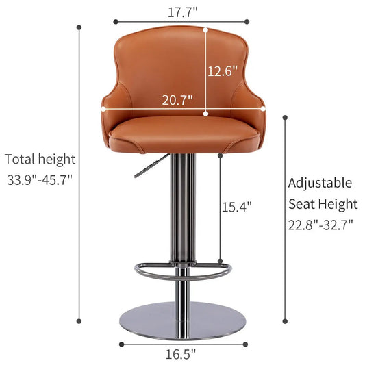 Modern leather bar chair, brown upholstery, adjustable-height stool by VIP Digital Presence on Tampa Home & Garden Store