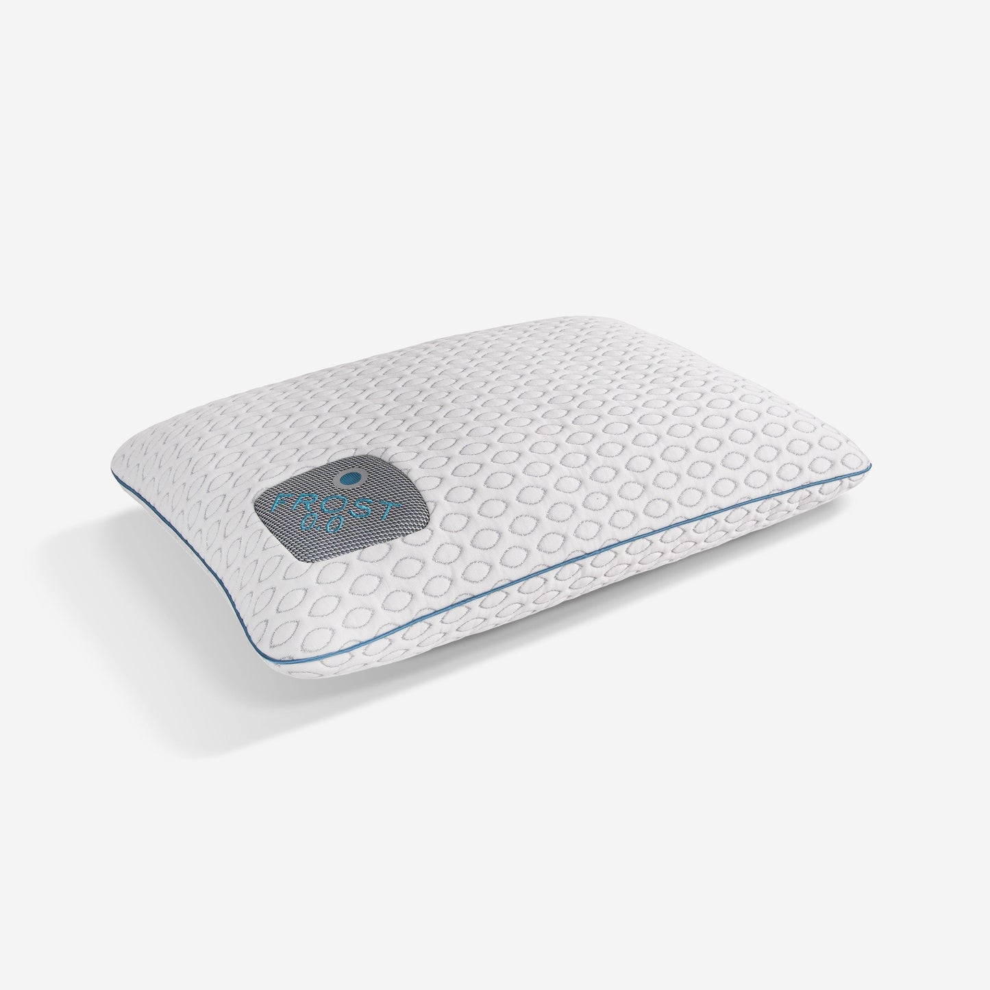 BedGear Frost Pillow 0.0 cooling pillow with white circular textured cover and blue piping on Tampa Home & Garden Store