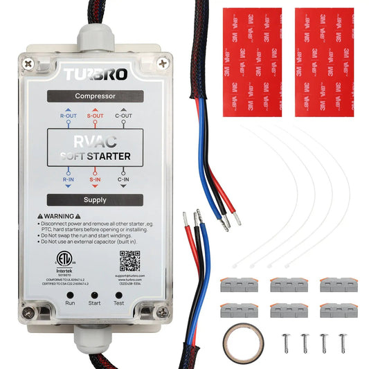 TURBRO S15 Plus Soft Start for RV AC compressor module with blue red black leads on Tampa Home & Garden Store