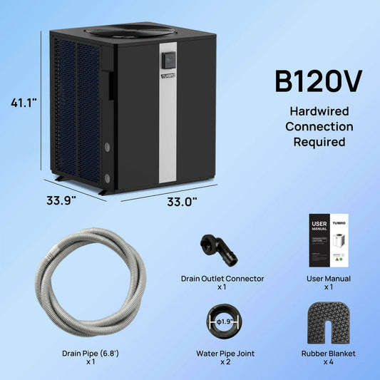 TURBRO Beluga Inverter Pool Heat Pump top unit, black, 120K/160K BTU pool heater on Tampa Home & Garden Store