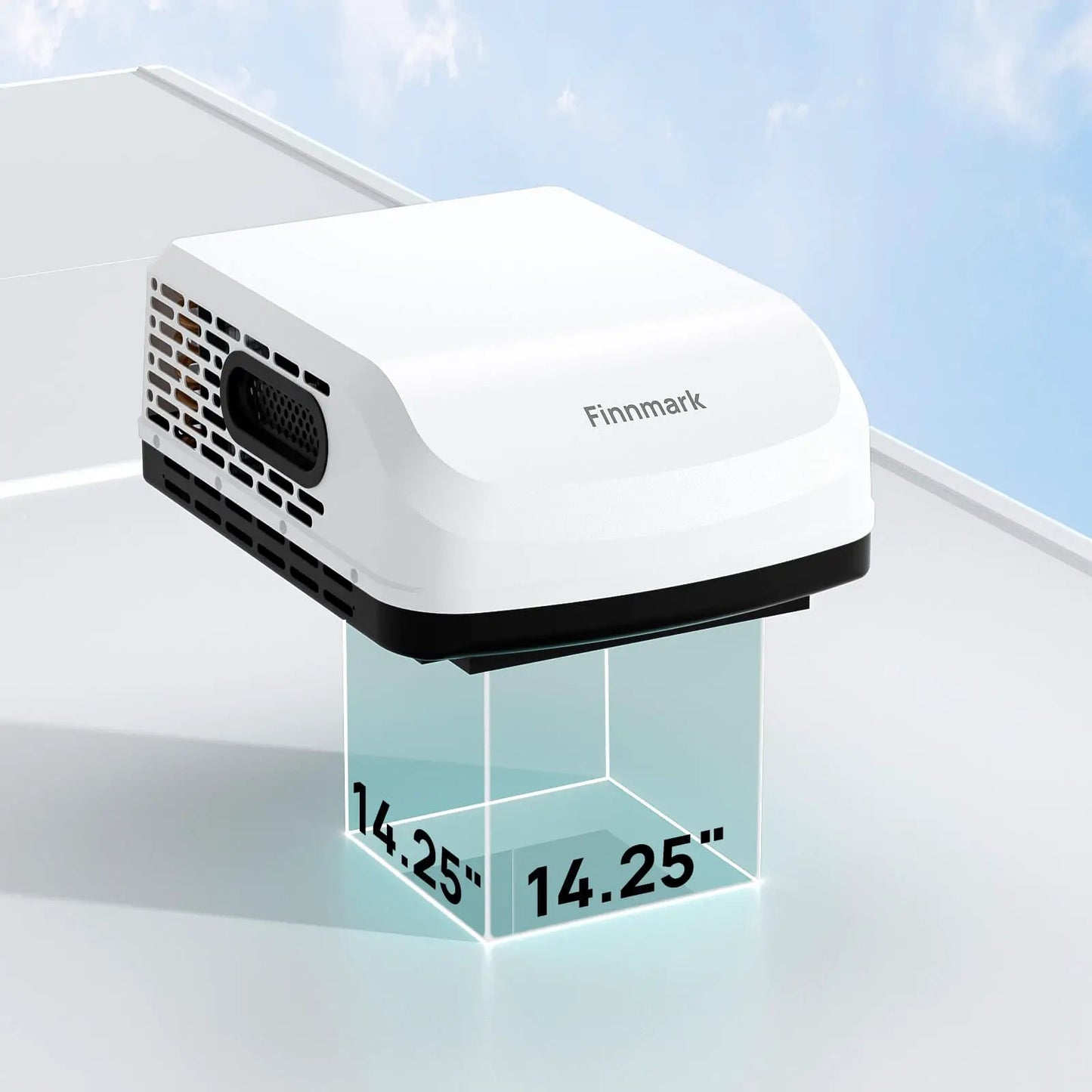 Finnmark 15,000 BTU RV Rooftop Air Conditioner TURBRO white unit on Tampa Home & Garden Store