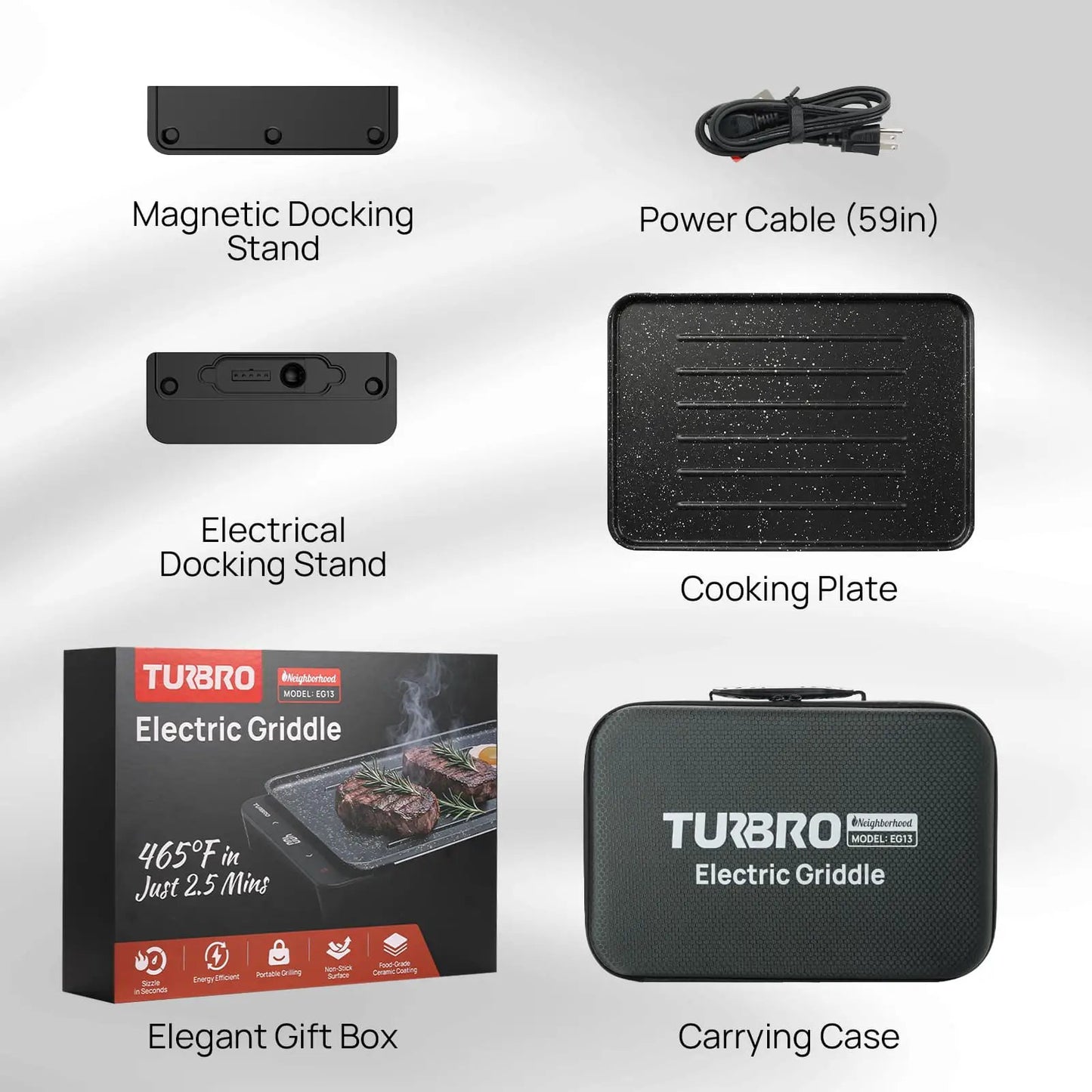 TURBRO Neighborhood EG13 Electric Griddle, 13-inch portable black speckled cooking plate on Tampa Home & Garden Store