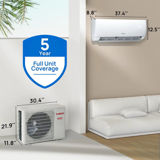 Finnmark 18000 BTU WiFi ductless mini split AC indoor unit by TURBRO, white wall-mount on Tampa Home & Garden Store