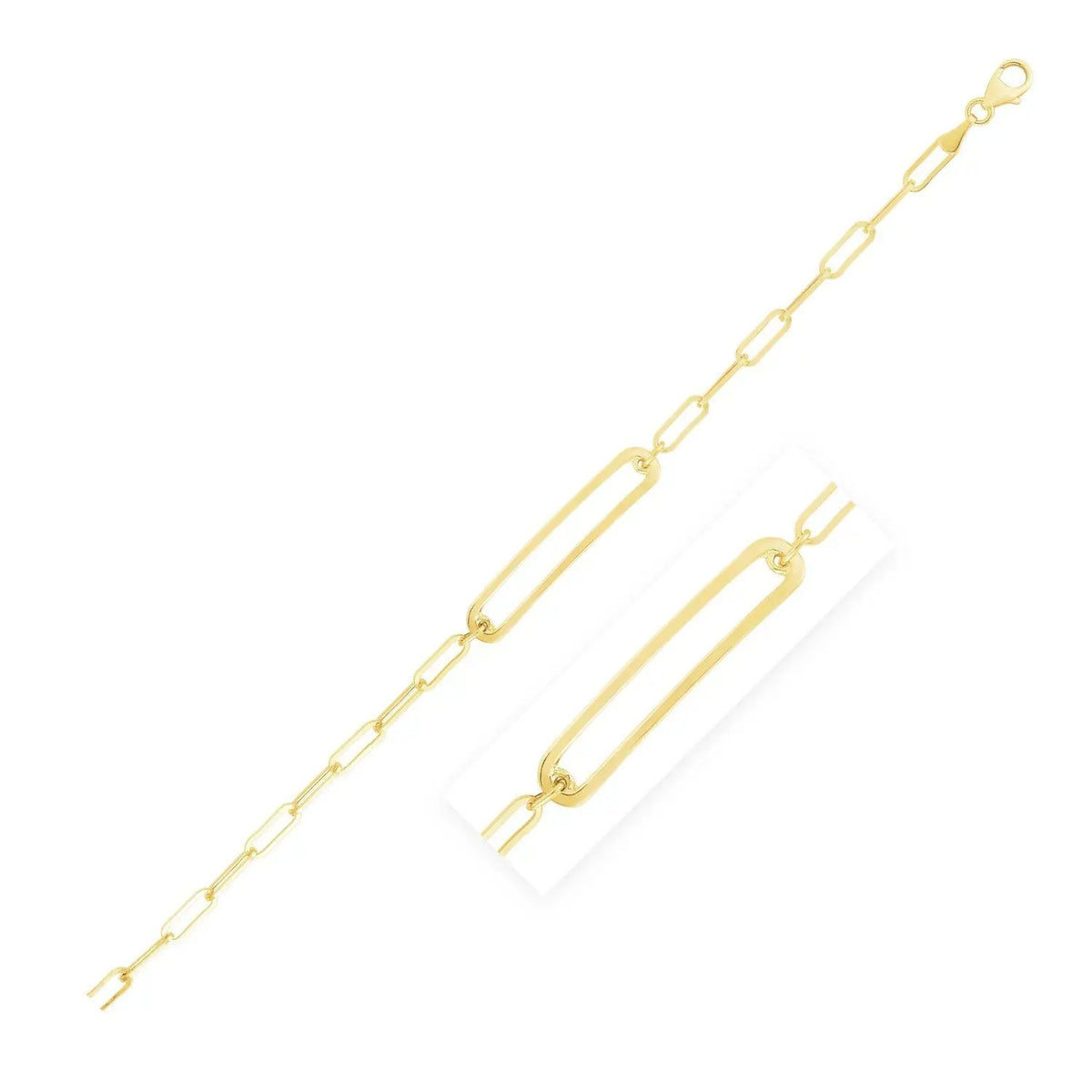 14K yellow gold open curved paperclip bracelet with elongated links and lobster clasp on Tampa Home & Garden Store