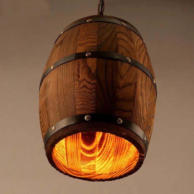 Creative Personality Wine Barrel chandelier by Decorbites with dark wood and metal bands on Tampa Home & Garden Store