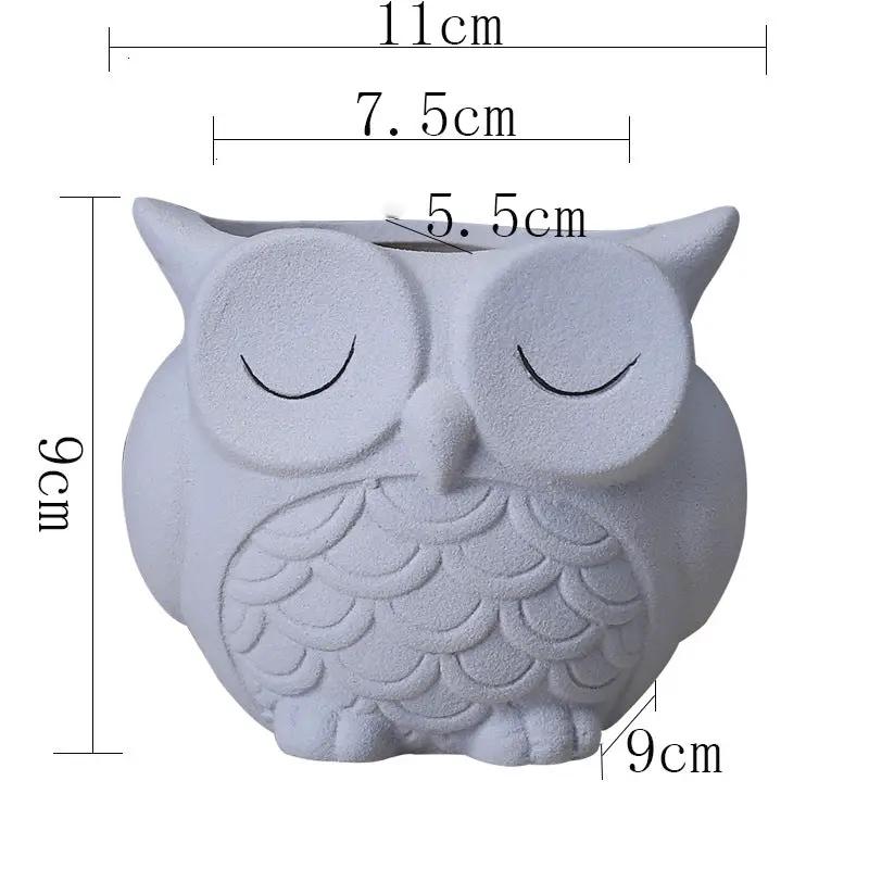 White ceramic owl planter for indoor desk decor, compact desktop accent on Tampa Home & Garden Store