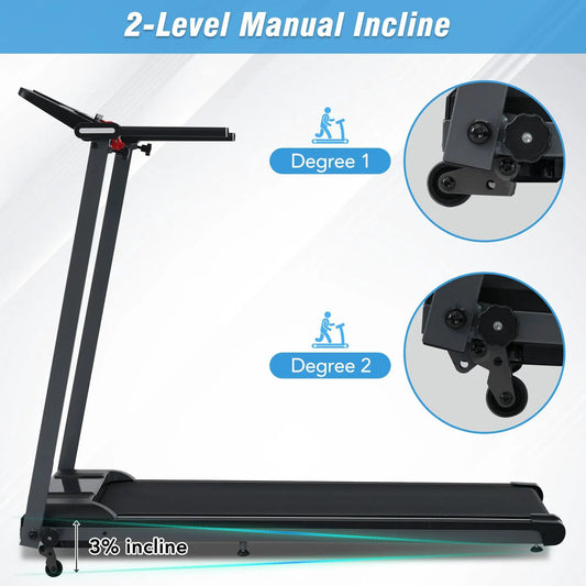 Folding black walking pad treadmill for home office with 2-level manual incline and 3% incline on Tampa Home & Garden Store