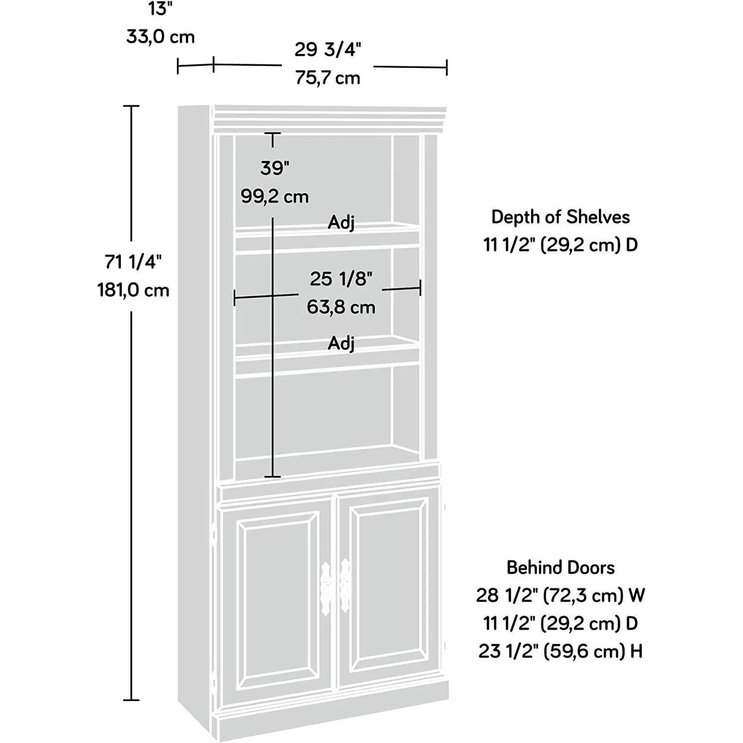71-Inch High Cherry Finish 3-Shelf Bookcase with Storage Drawer on Tampa Home & Garden Store