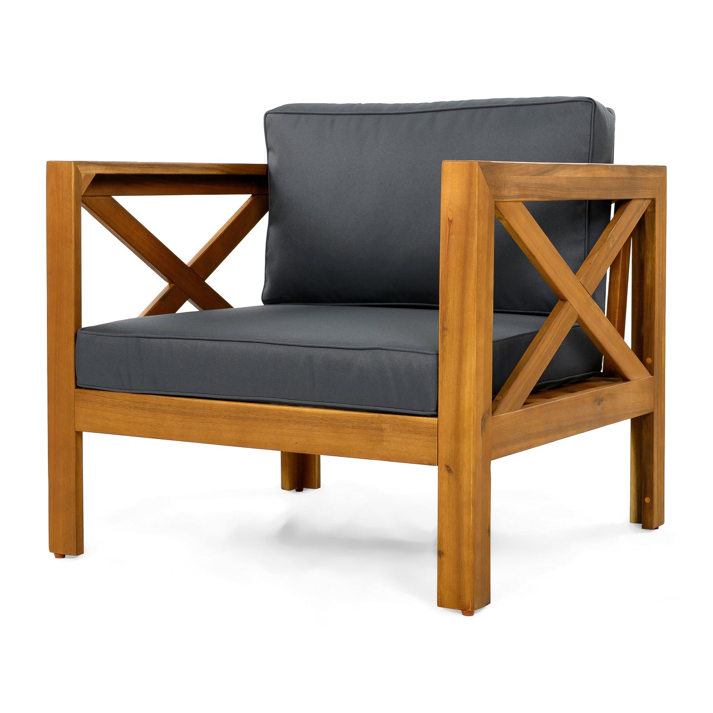 the Acacia Wood Armchair With Outdoor Cushions