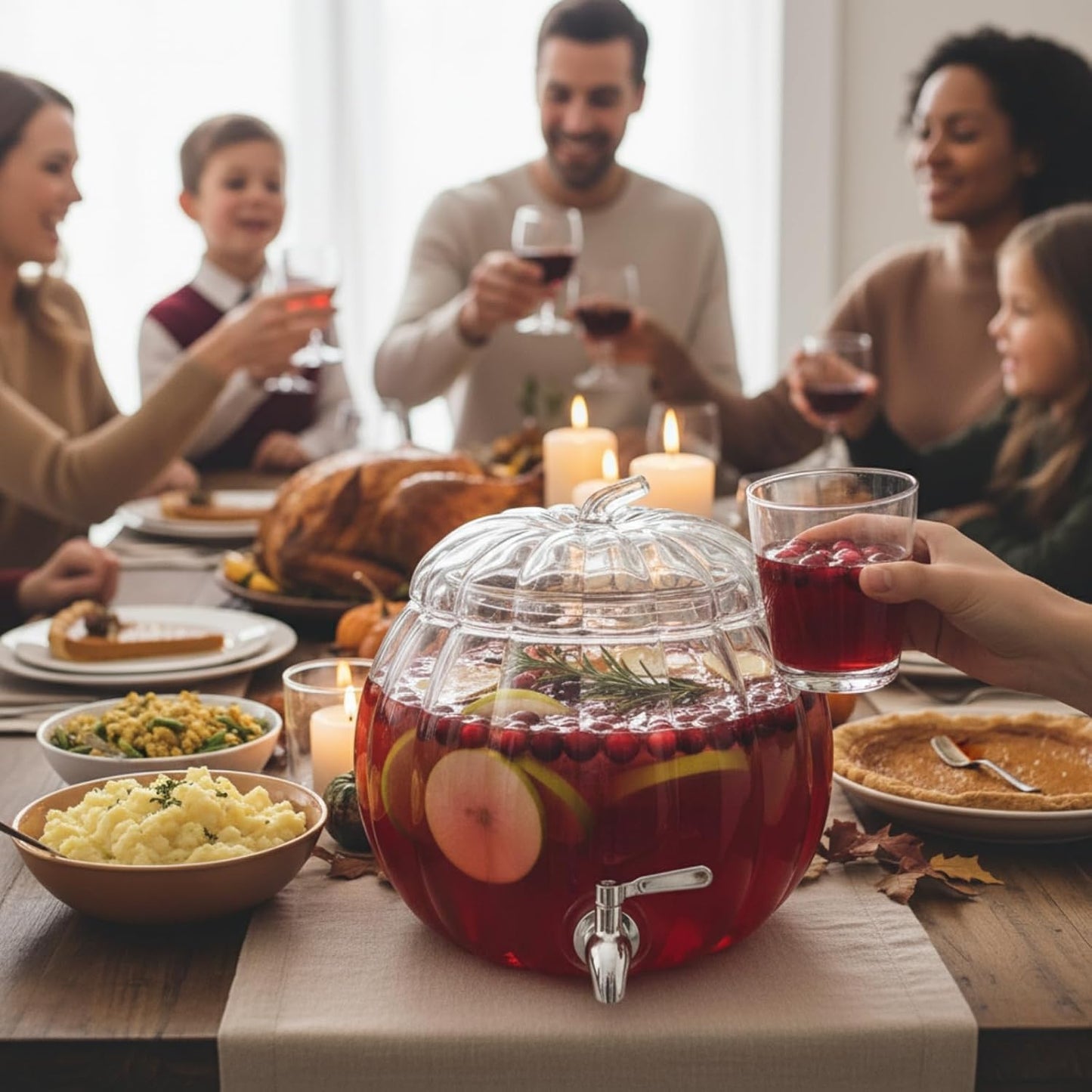 Glass Pumpkin Drink Dispenser And Party Bowl