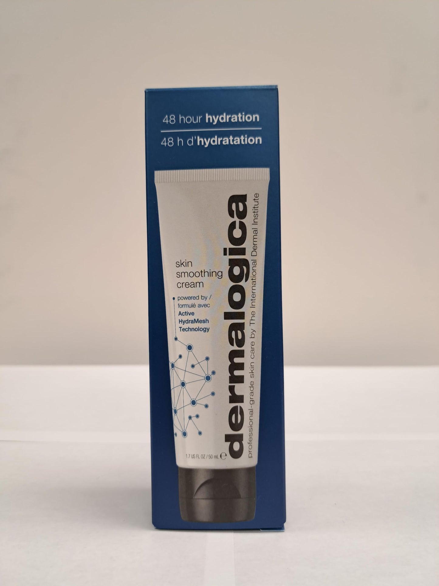 Dermalogica Skin Smoothing Cream box and tube on blue packaging with 48 hour hydration on Tampa Home & Garden Store