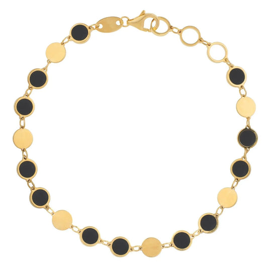 14k yellow gold onyx bracelet with onyx discs in gold links on Tampa Home & Garden Store