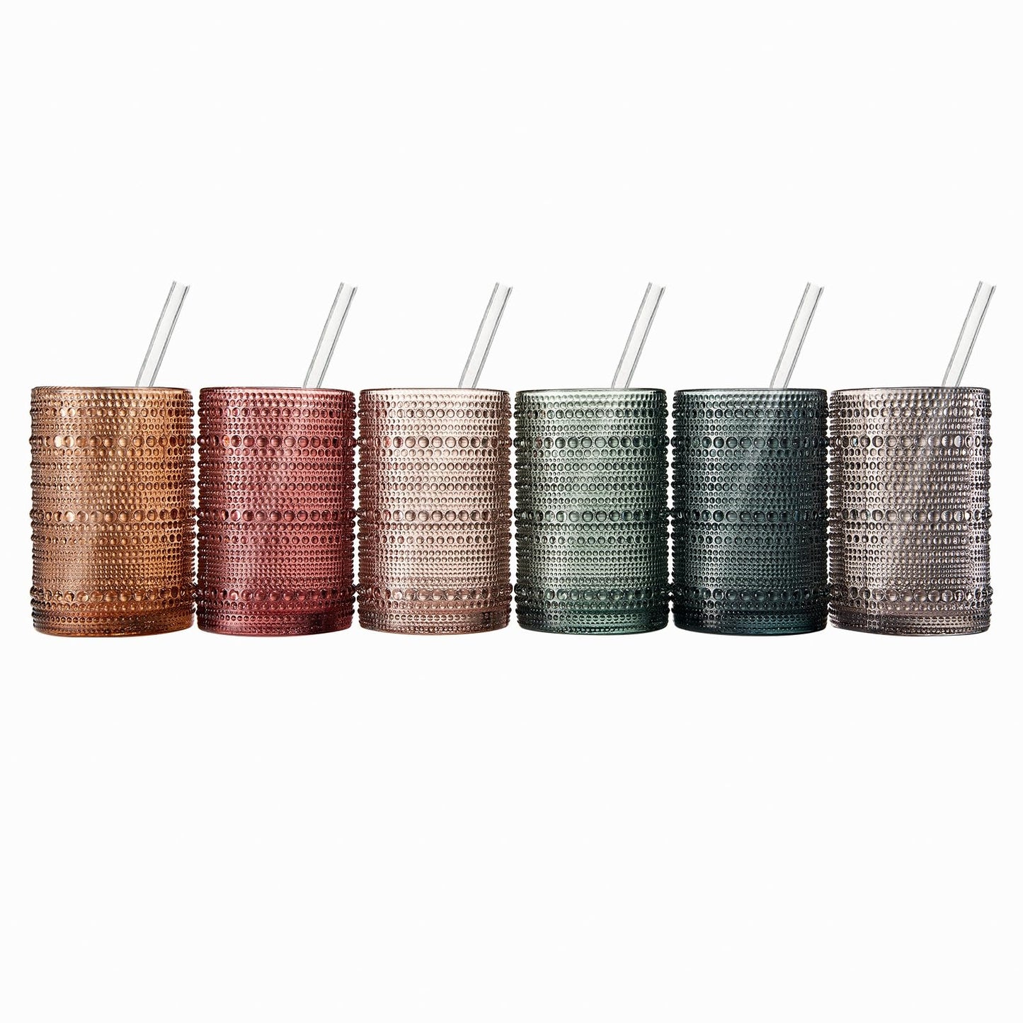 Khen Hobnail Drinking Glasses and Matching Straws