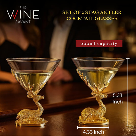 Stag Antler Cocktail Glasses Set of Two Gold