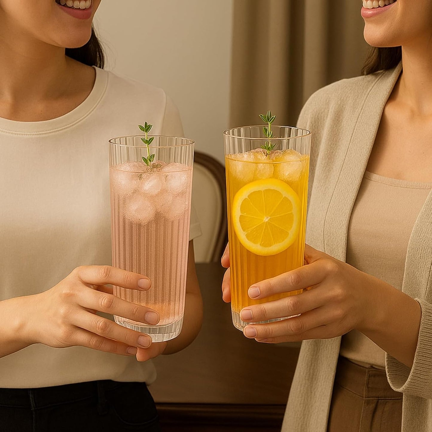 Khen Acrylic Ribbed Drinking Glasses Set of 2