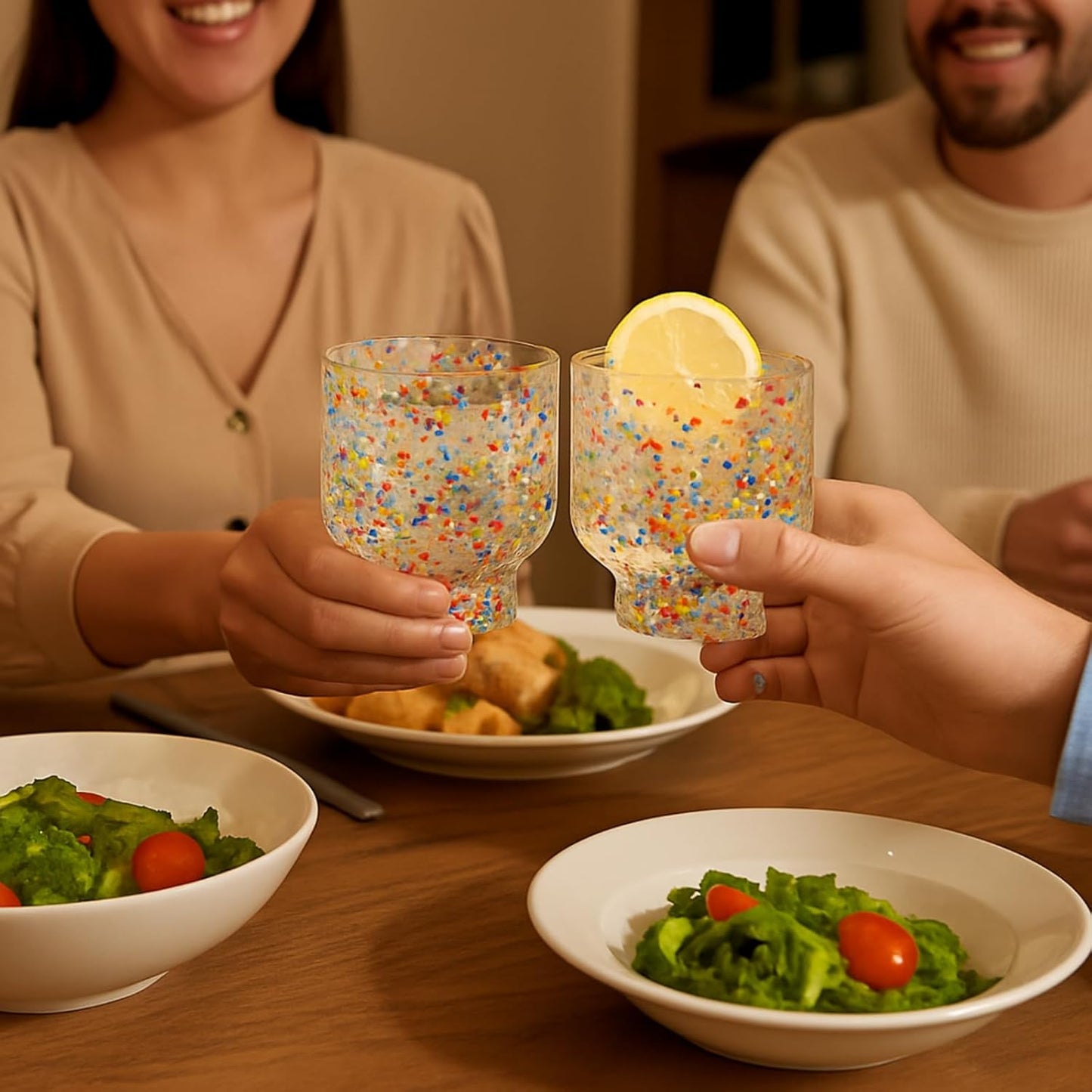 Colorful Confetti Stemless Tumbler Set and Cups