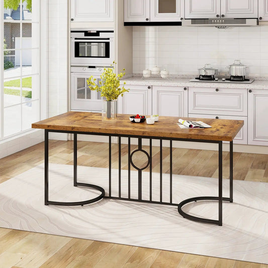 71 Inch Large Dining Table for 6-8 People Rectangular Wood Kitchen Table-Rustic Brown - Tampa Home & Garden Store