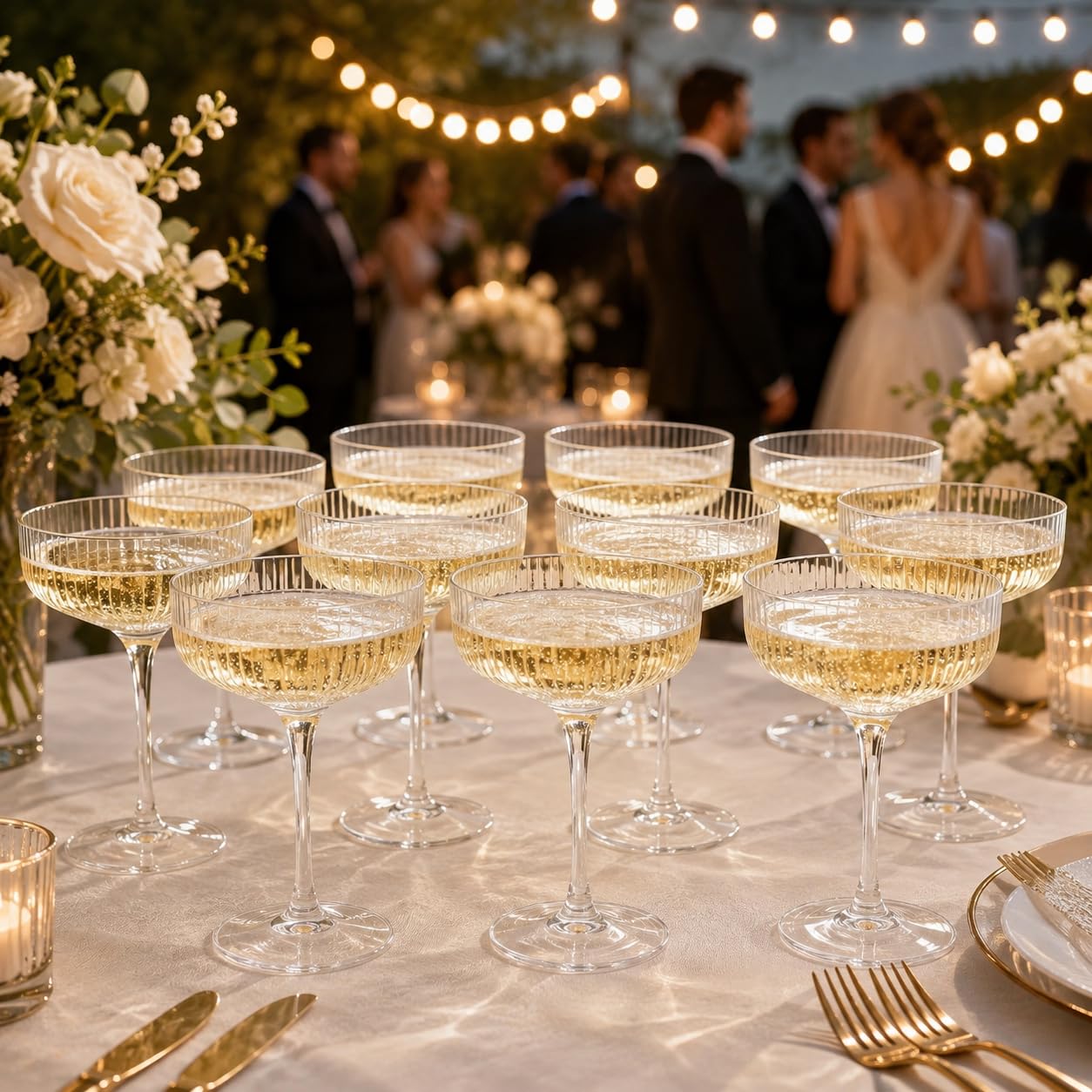Como Ribbed Champagne Coupe Glassware Set of 12