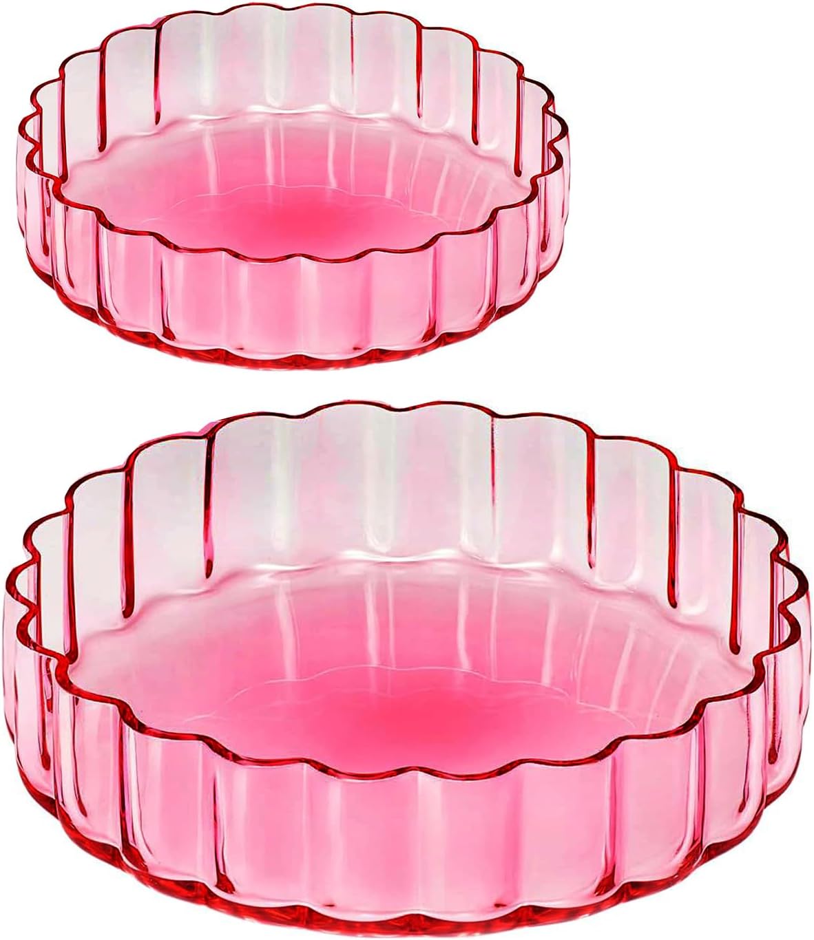 Blush Pink Glass Flower Wave Plates Set of 2
