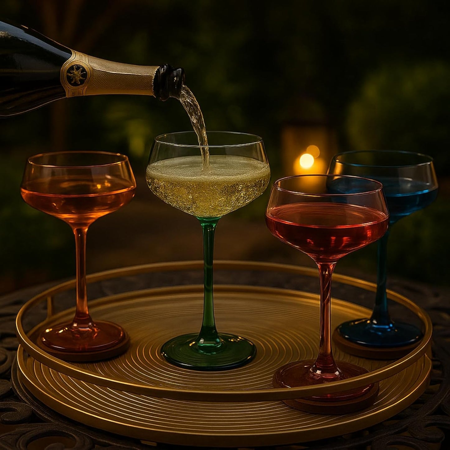 Set of Four Soft Modern Acrylic Coupe Glasses