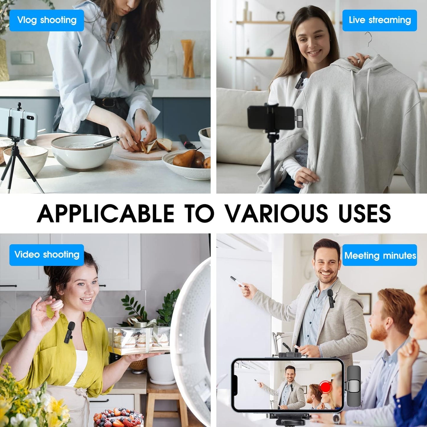 Wireless Lavalier Microphone for iPhone/iPad by Moktan Sabai, dual clip, 2-pack on Tampa Home & Garden Store