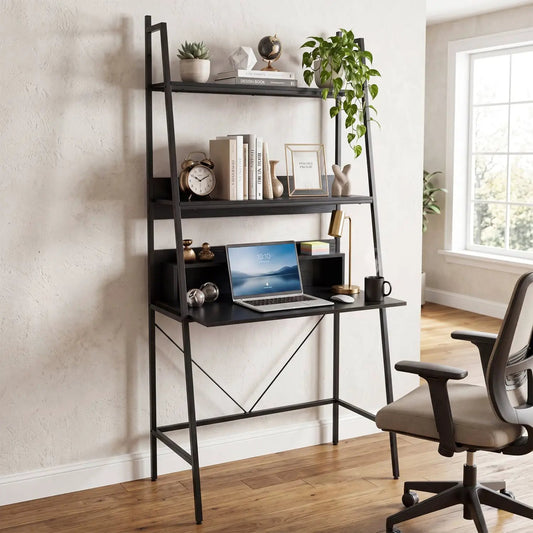 71in freestanding laptop desk with open shelves in black metal frame by DirectDeals on Tampa Home & Garden Store