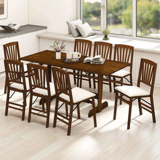 71 Inch Walnut Farmhouse Dining Table for 6-8 with wooden chairs on Tampa Home & Garden Store
