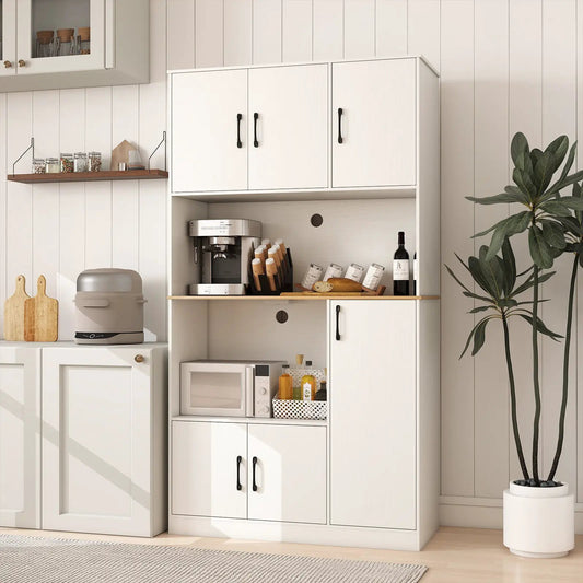 DirectDeals 71-Inch tall pantry cabinet with charging station and black hardware on Tampa Home & Garden Store