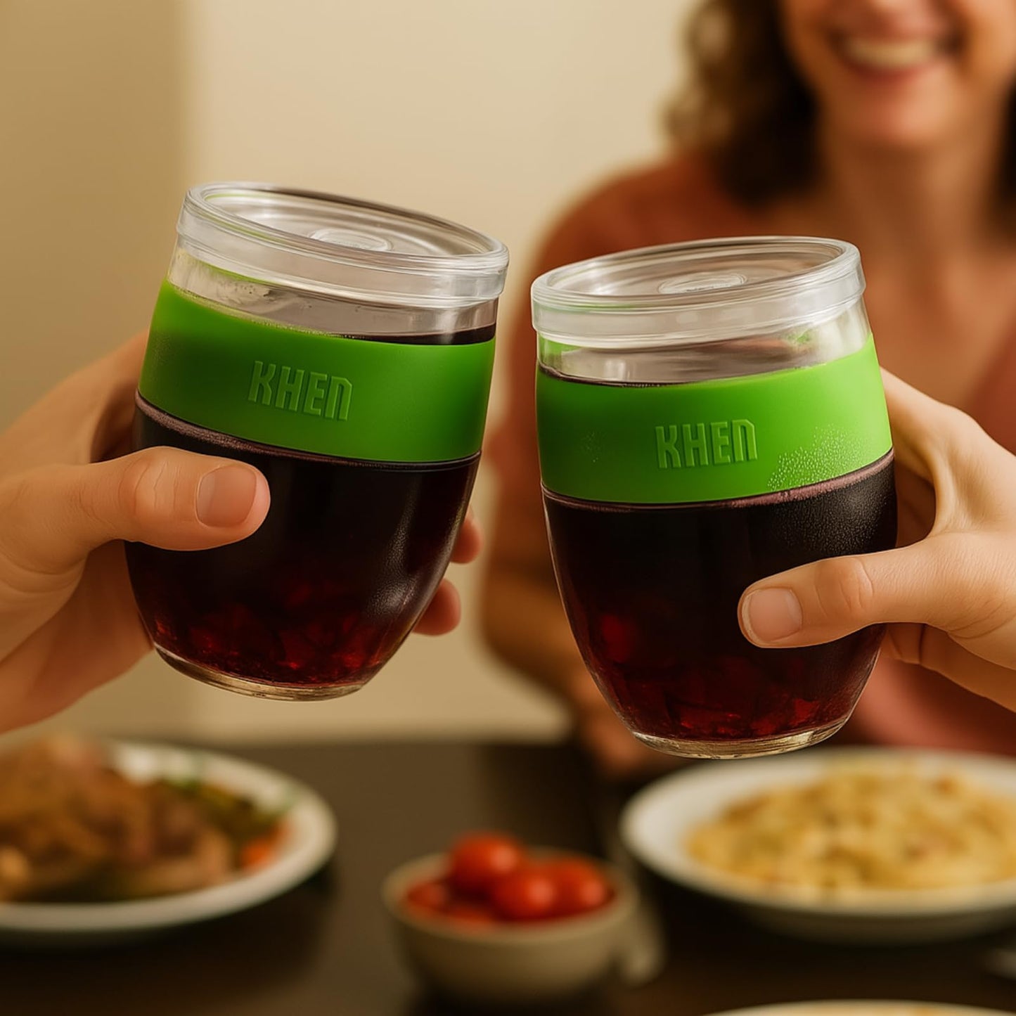 Stemless Acrylic Wine Glasses Set Of Two Green